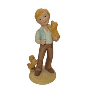 AVON Best Friends Porcelain Figurine Little Boy and Puppy Dog 1981 Vintage